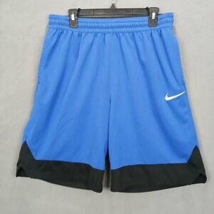 Nike Dri-Fit Basketball Shorts Men Large Blue Black Logo Sweat-Wicking Loose Fit
